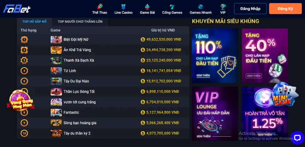 Banner khuyến mãi slot game vn88top